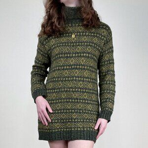 Vintage Fair Isle Sweater Dress Mini Scandi Girl Scandinavian Winter Christmas